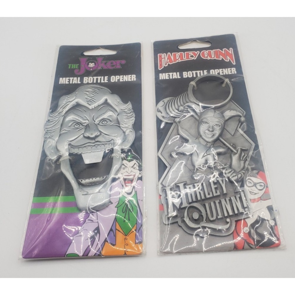 The Joker & Harley Quinn Metal Bottle Opener DC Comics  New in pkg. Lot of 2